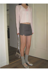 Gray Slimming Mini Pants Skirt