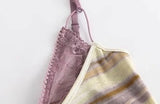 Purple Lace Stripe Sleeveless T-shirt 2