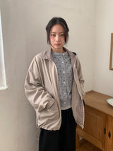 [unisex] PQチェック襟付きウィンドブレーカージャンパー