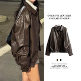 Renba Overfit Zipper Leather Jumper