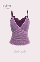 Purple Chiffon Layered Sleeveless T-shirt