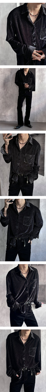 [F/W] Velvet stripe shirts(2color)