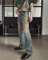 Summer Cool Oil Washed Flare Denim Pants