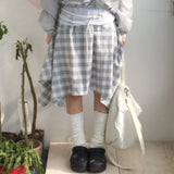 flared check skirt