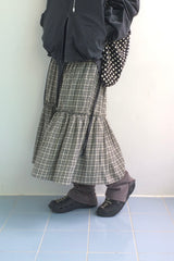 Meirin Shirring Checkered Skirt