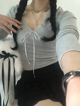 Lace Ribbon Long Sleeve