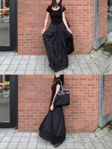 Rustic Pure Frill Slit Maxi Long Skirt (2 colors)