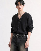 (UNISEX)ニット Vネック カーディガン