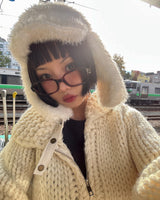 [Handmade] ウールニットジップアップジャケット