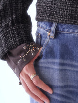 BEADED PIPE EMBROIDERY CROSS JACQUARD DETROIT JACKET