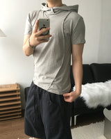 Inset Hooded Seam Short Sleeve T-shirt