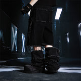 SEXXDEVIL Detachable 2-in-1 washed raw-edge jeans