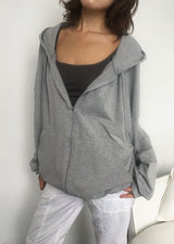 SHIRRING HOOD ZIP-UP 