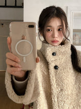 #Fluffy Boucle Ｈigh Neck Half Coat (4color)