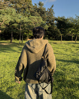 Lune Cable Half Zip-Up Hoodie Knit