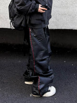 wet coating piping wide pants