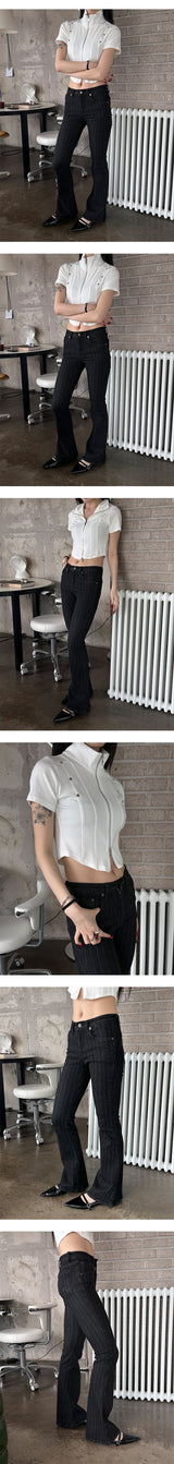Stripe boots cut pants