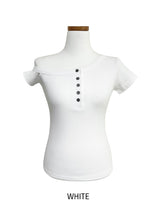 Needs ribbed button unbalanced shoulder t-shirt