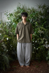 STRIPE L-C TAILORED 1/2 SHIRT (Khaki)