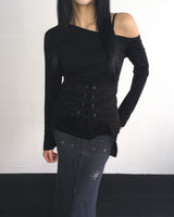 Layered stud long skirt