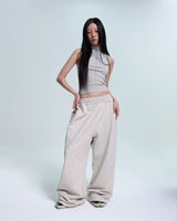 Line Stud String Sweatpants - Oatmeal