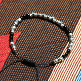 black & antique silver beads bracelet