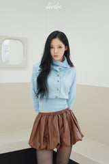 brown leather pumpkin banding skirt