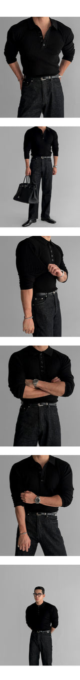 RIbbed Collar Knitwear [black]