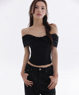 JULIETTE CORSET OFF SHOULDER TOP_TT6S215BK