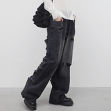 (Unisex) Parchment with open back denim pants