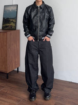 Twin Line Leather Jacket (2color) (No.995)