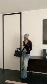 Bow Burton Layered Slit Long Sleeve Knitwear