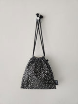 terazzo flat string pouch bag - black L