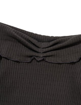 アシンメトリック リブ オフショルダー Tシャツ(CHARCOAL)