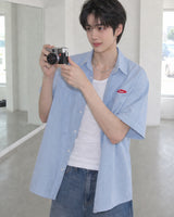 (UNISEX) ピース ストライプ オーバーシャツ