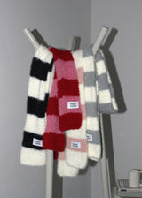 sleeve fluffy stripe muffler (red)