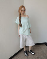 FREE LOOSE OFF-SHOULDER T-SHIRT