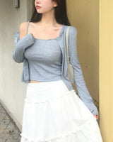 [MADE/set item] Punching, lace camisole + cardigan set