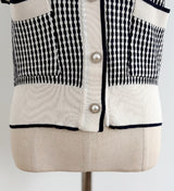 Carson Collar Color Matching Check Knit Cardigan