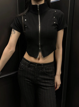 Chic stud half zip up(4color)