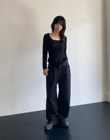 double pintuck wide pants
