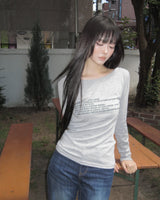 Mre Boat-Neck Lettering Long-Sleeve T-Shirt