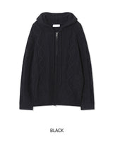 Grain Fisherman Knit Hooded Zip-Up