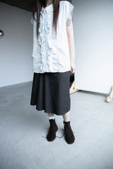 strap shirring cotton midi skirt(2colors)