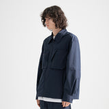 Poly Cotton Zip Shirts Jacket - NAVY