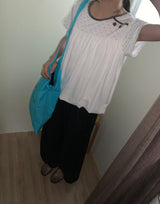 Nata Button Dot Raglan Short Sleeve Tee