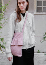 Washing Cotton Ruffle Hand&Cross Bag_Peach