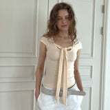 Via latea tie T-shirts (peach)