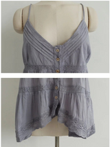 レース ブリーズ ボタン キャミ トップ (WHITE, VIOLET GRAY 2COLORS!)