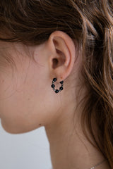 Onyx and crystal mini hoop earring
